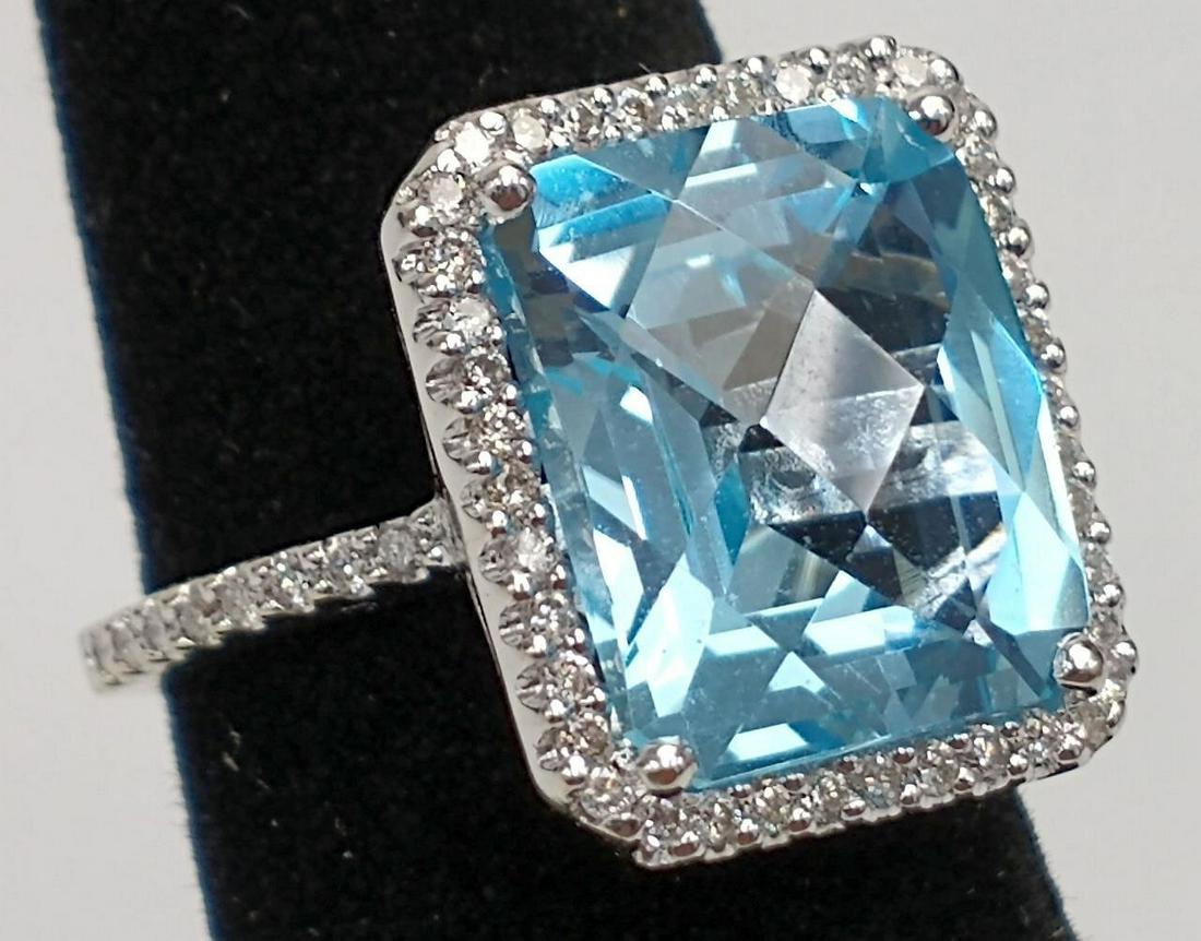 18K White Gold, Aquamarine & Diamond Ring (1 of 3)