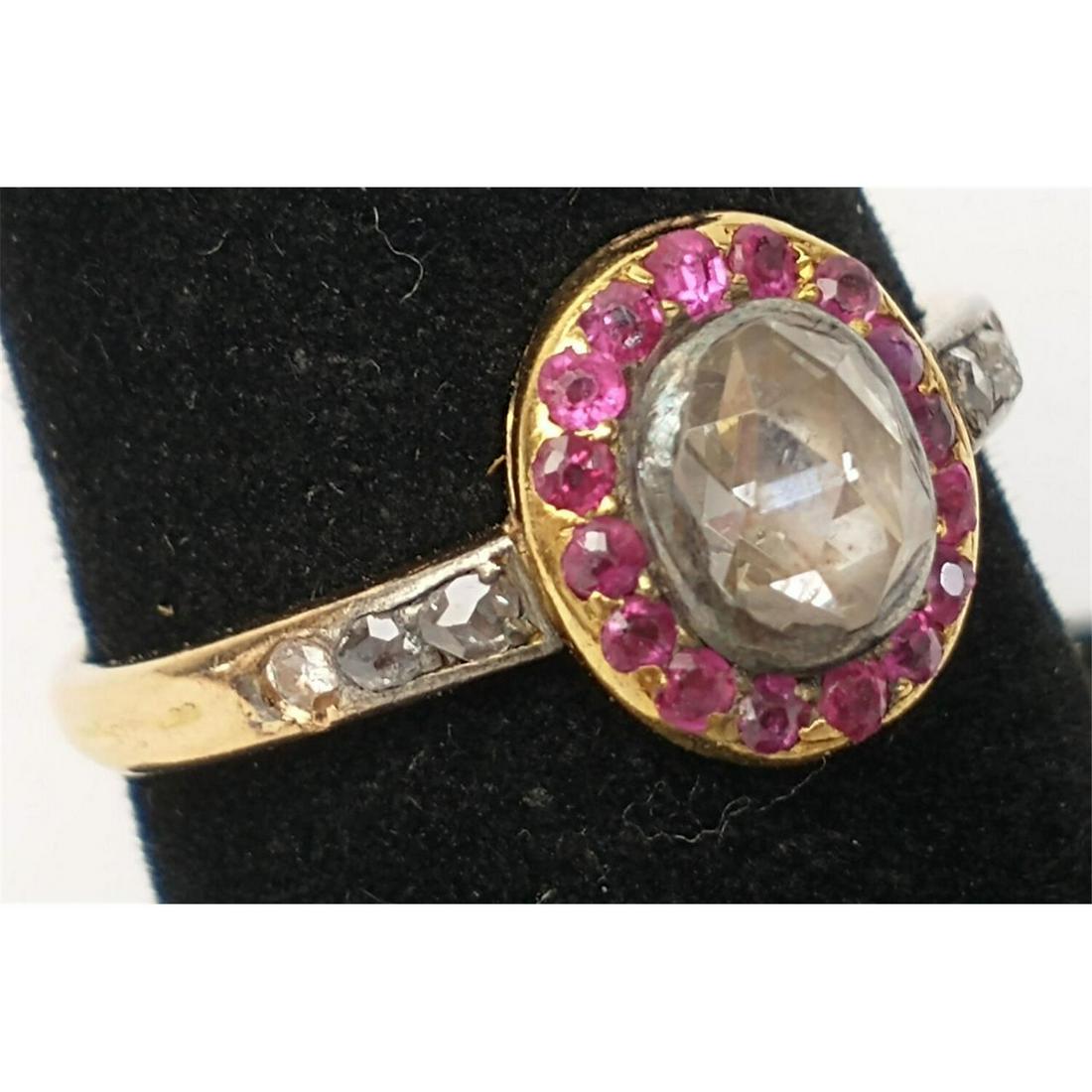 14K Gold, Ruby & Rose Cut Diamond Ring (1 of 4)