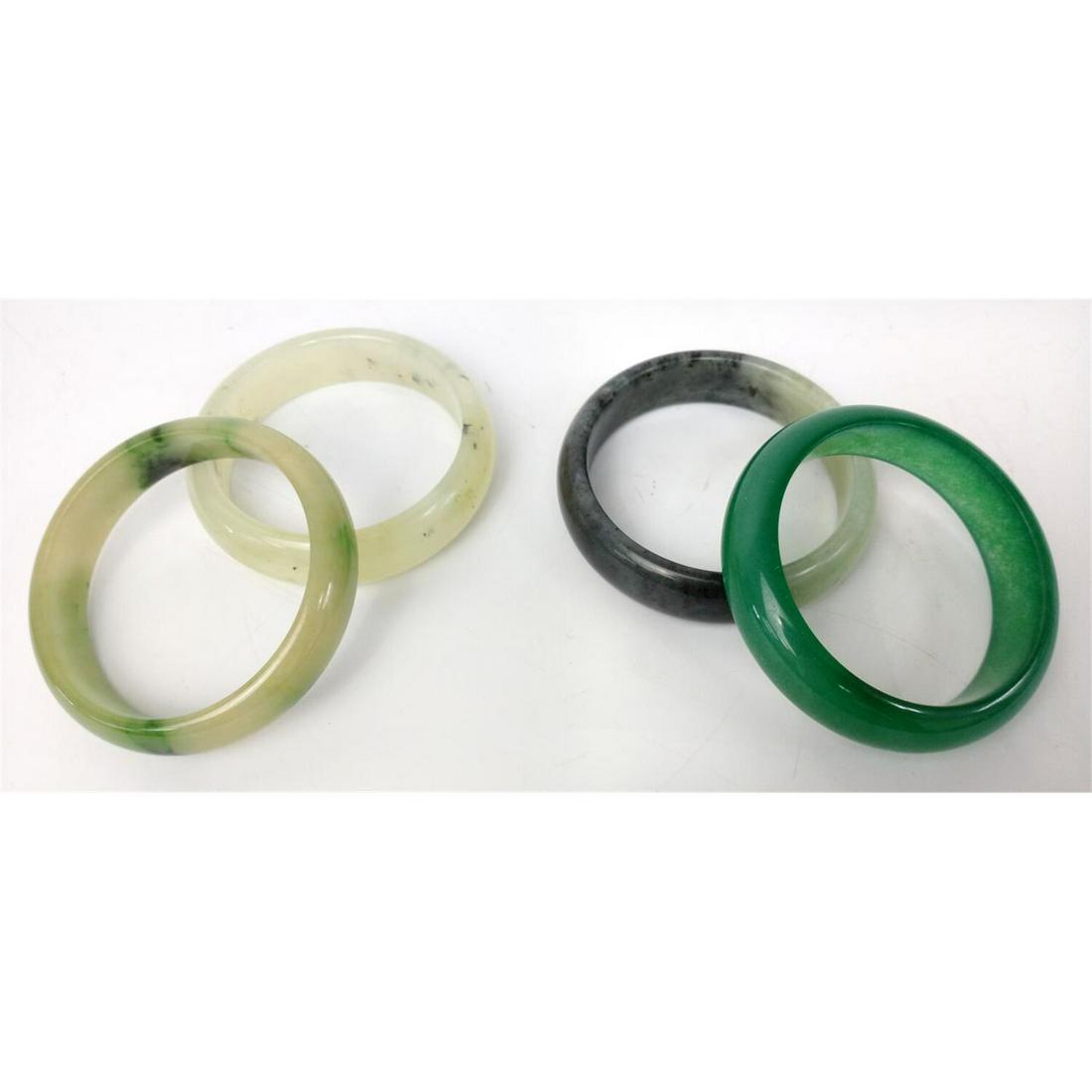 4 Chinese Jade, Jadeite or Hard Stone Bangles (1 of 3)