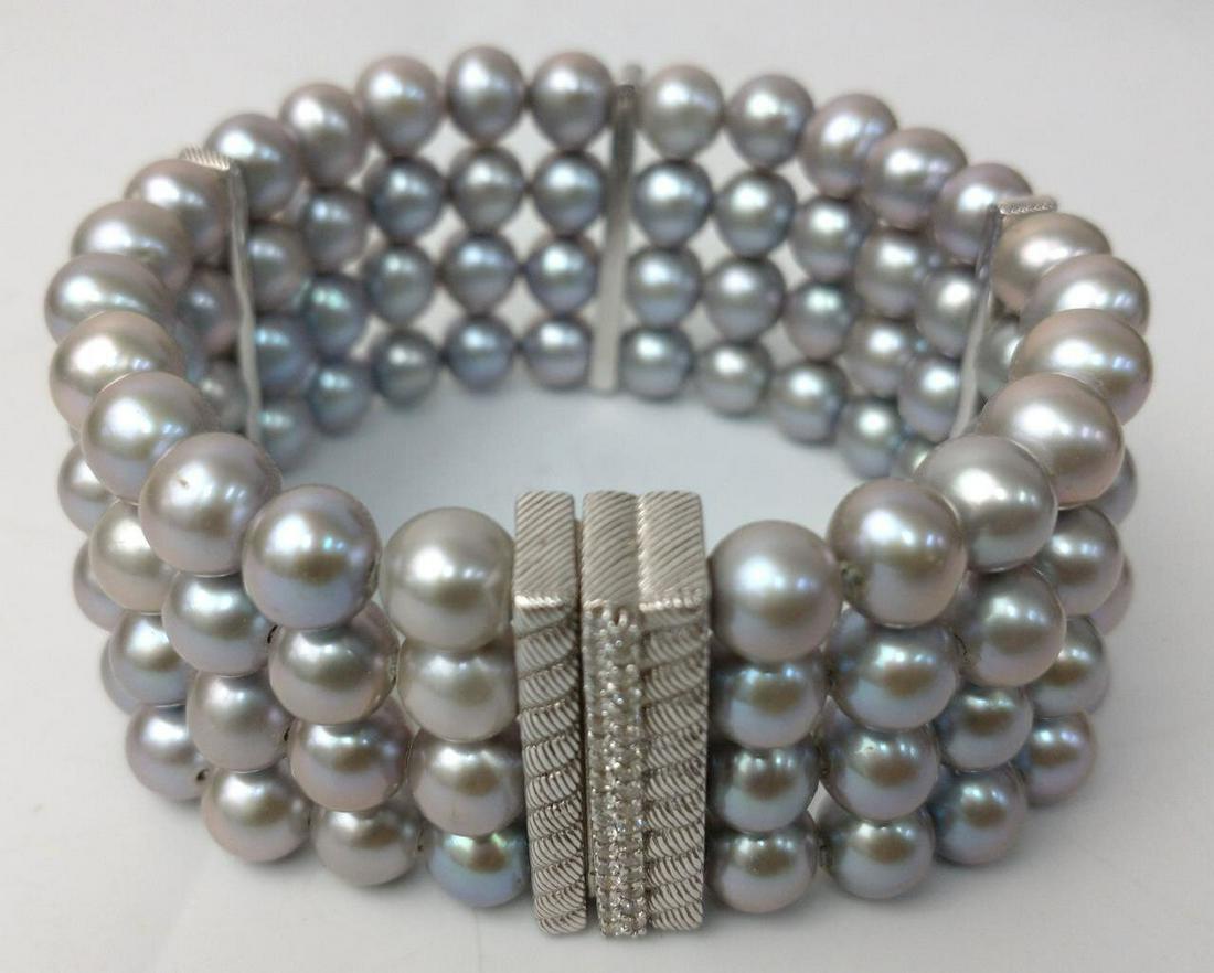 Judith Ripka Sterling Silver Pearl Bracelet (1 of 3)
