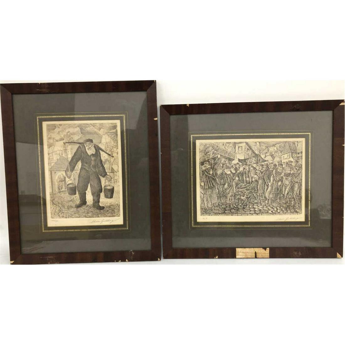 2 Judaica Etchings, Chaim Goldberg (1 of 3)