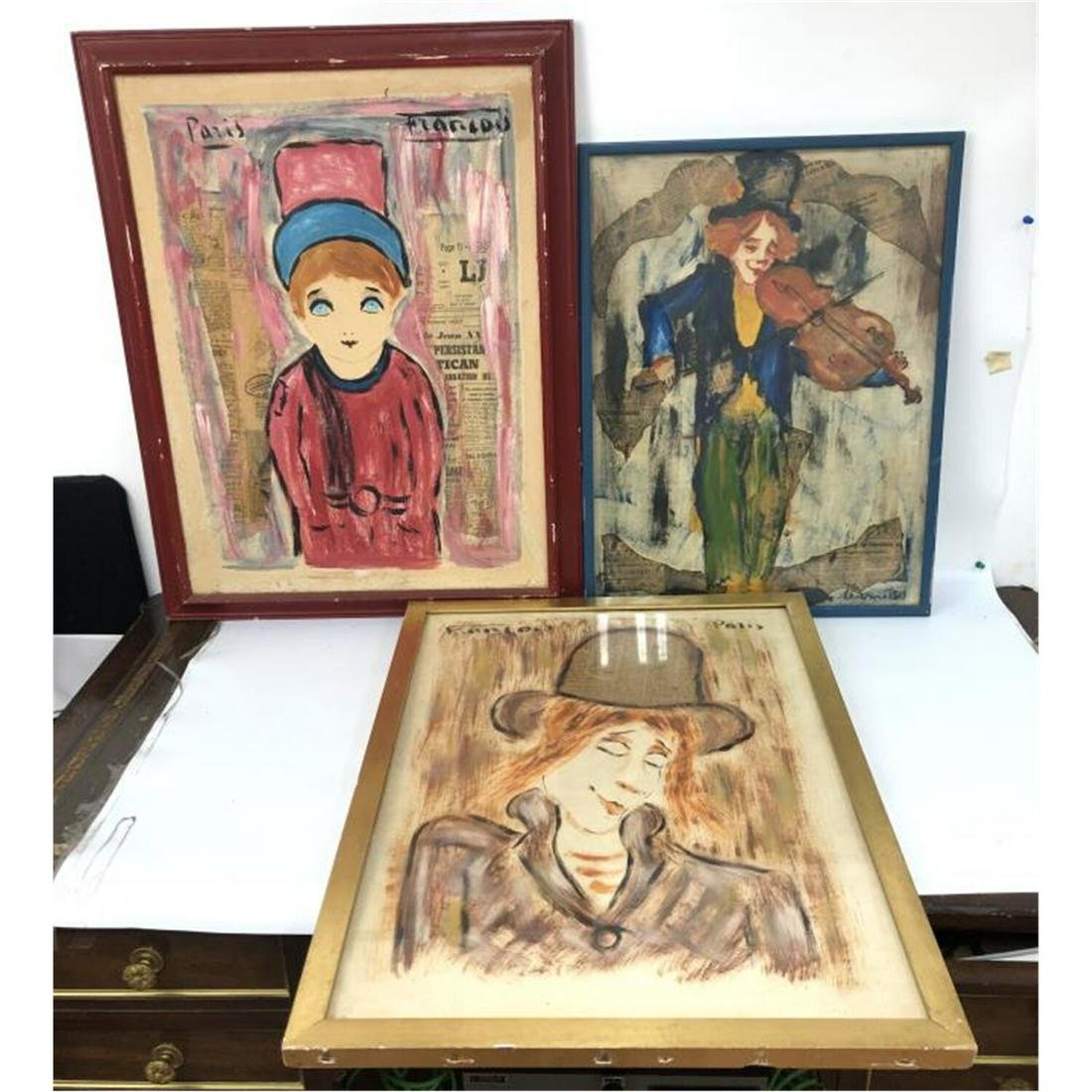 Lot of 3 Vintage Paintings, Andre Francois (1 of 4)