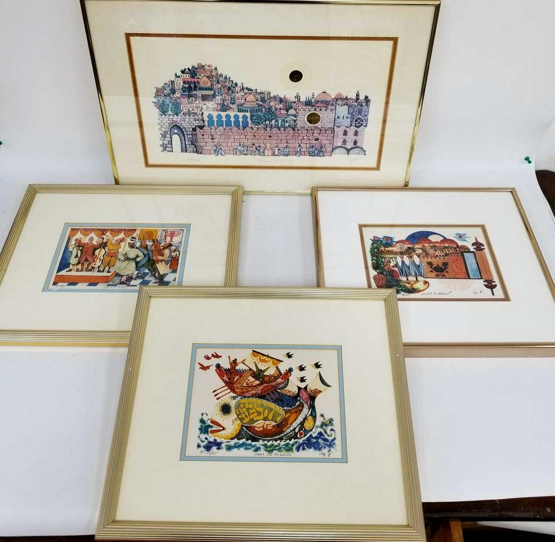 Lot of 4 Vintage Judaica Lithographs (1 of 6)