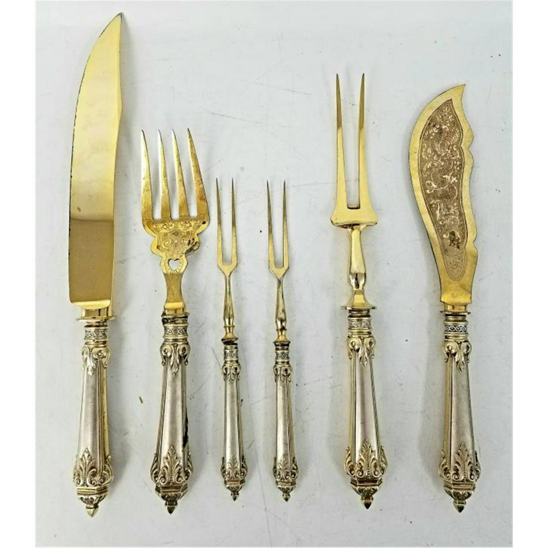 6 Continental Gold Wash Silver Serving Pieces (1 of 3)