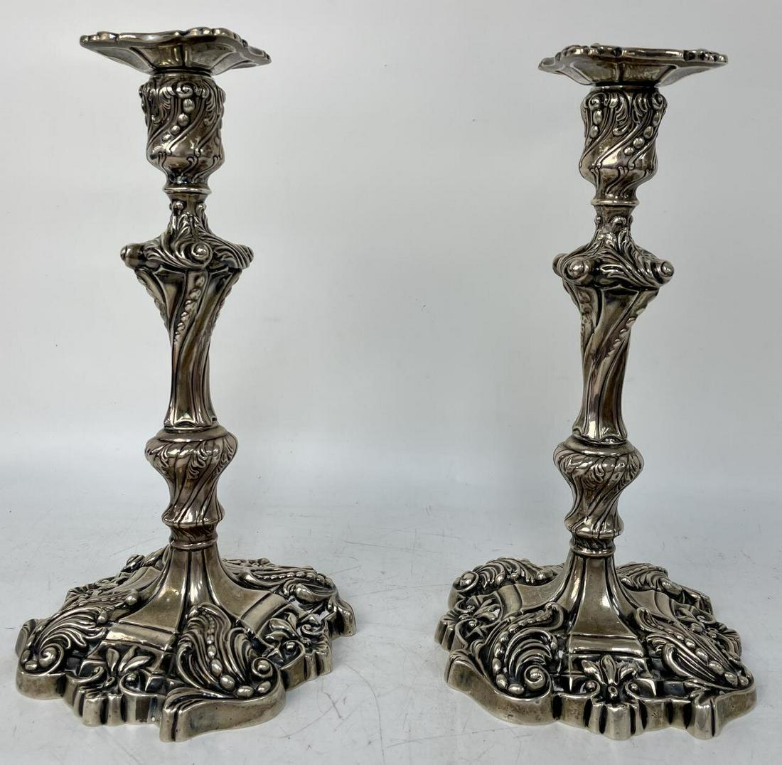Antique Pair Sterling Silver Weighted Candlesticks (1 of 3)