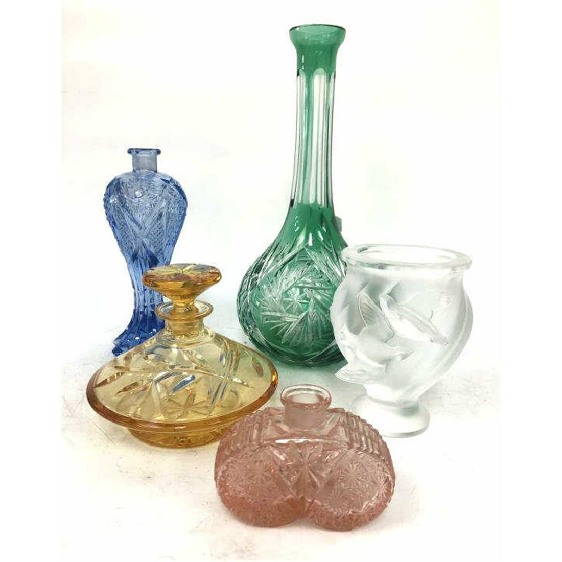5 Vintage Glass Items, Including Lalique Vase (1 of 3)