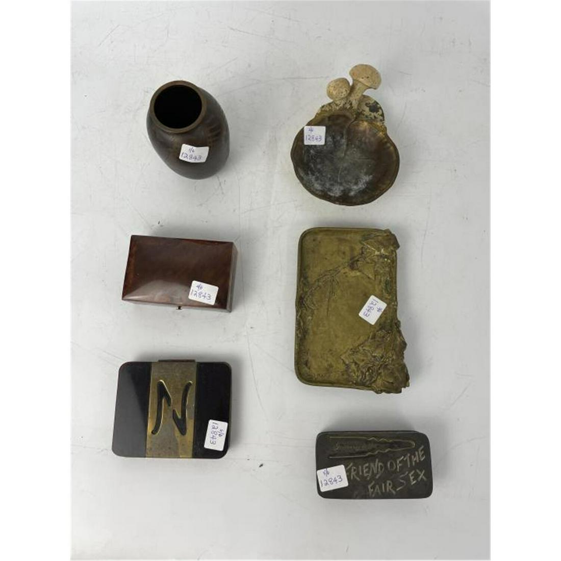 6 Vintage Items, Incl. WMF German Bronze Vase, etc (1 of 4)