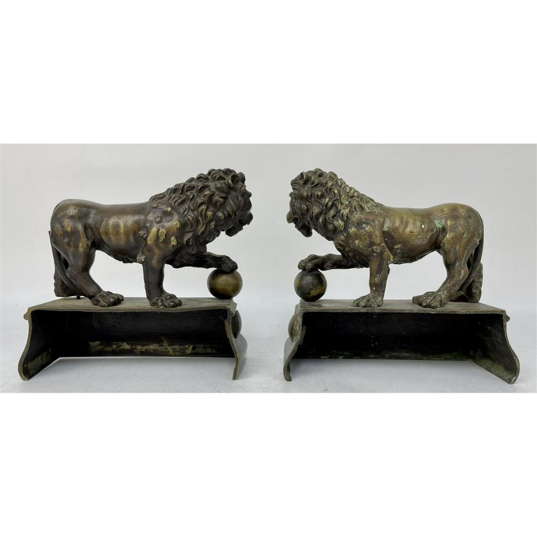 Pair of Antique Bronze Lion Figures (1 of 3)