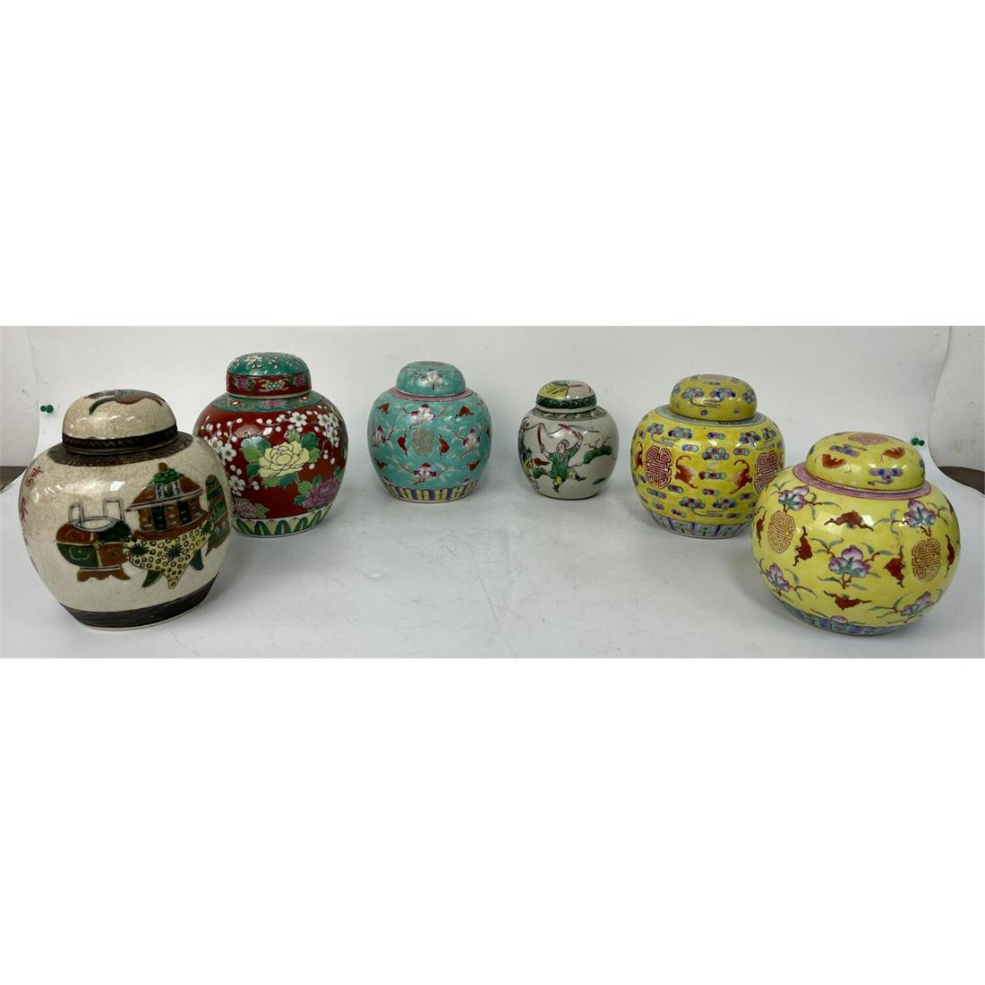 6 Vintage Chinese Porcelain Multicolor Ginger Jars (1 of 3)