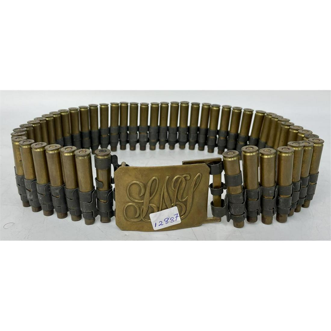Antique Hand Made Brass Belt Empty Bullet Shells (1 of 2)