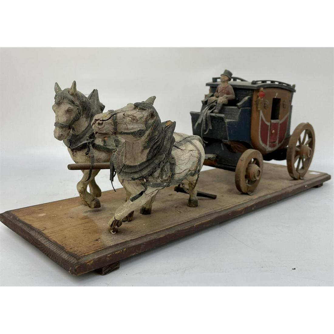 Old Carved Wood Horse-Drawn Stagecoach (1 of 3)