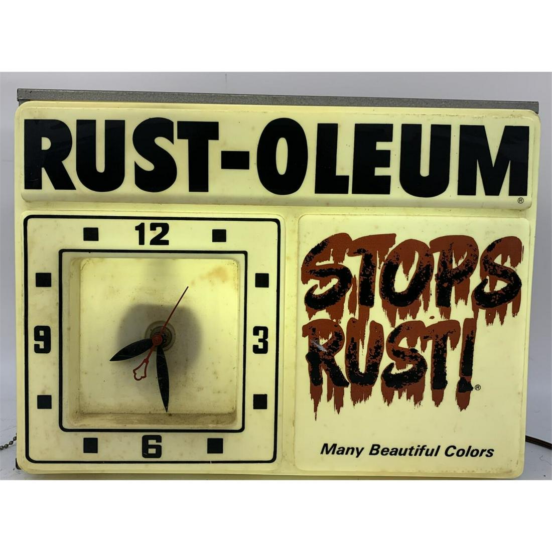 Vintage Rust-Oleum Advertising Electric Clock Sign (1 of 3)
