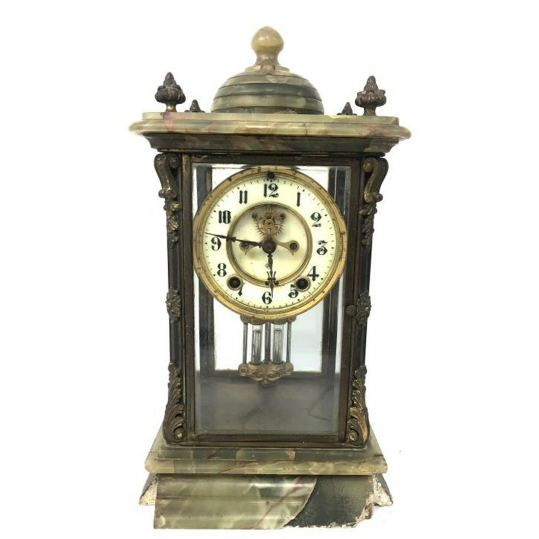 Antique 1914 Ansonia Clock with Glass & Onyx Case (1 of 5)