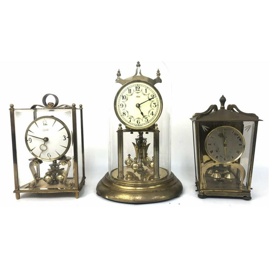 Lot of 3 Vintage Brass Case Clocks from Germany (1 of 6)