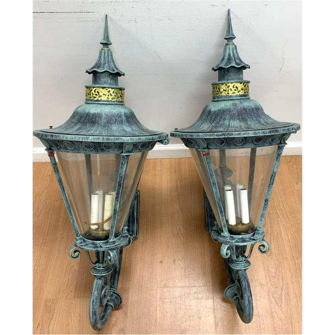 Monumental Vintage Pair of Metal Outdoor Sconces (1 of 3)