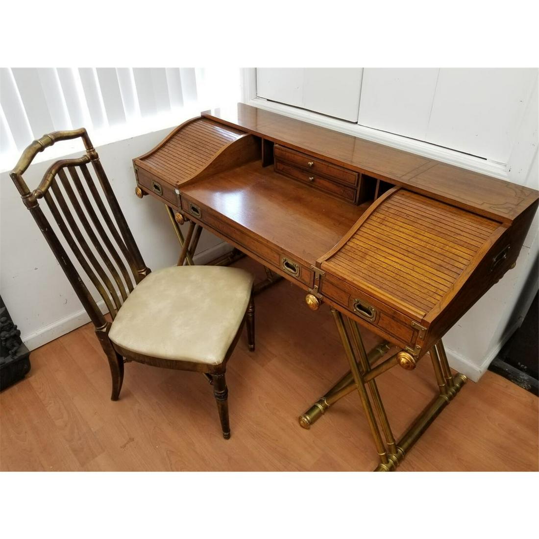 Unusual Vintage Drexel Campaign Roll-Top Wood Desk (1 of 6)
