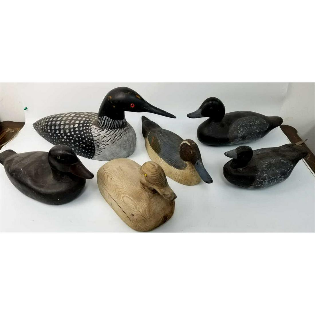 Lot of 6 Carved Wood Duck Decoys (1 of 7)