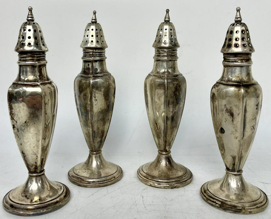 4 Sterling Silver Weighted Salt & Pepper Shakers (1 of 2)