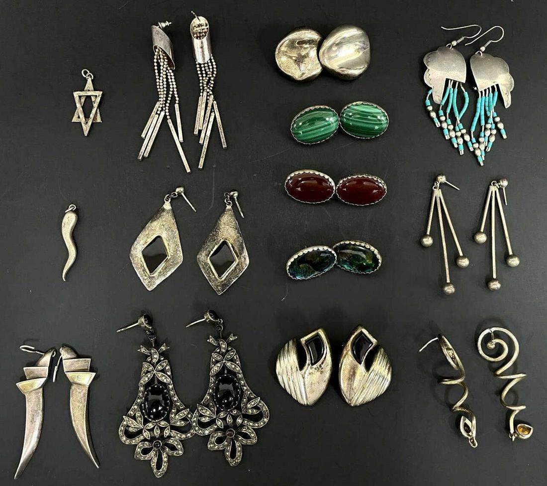 Large Assorted Lot of Silver Earrings & Pendants (1 of 1)
