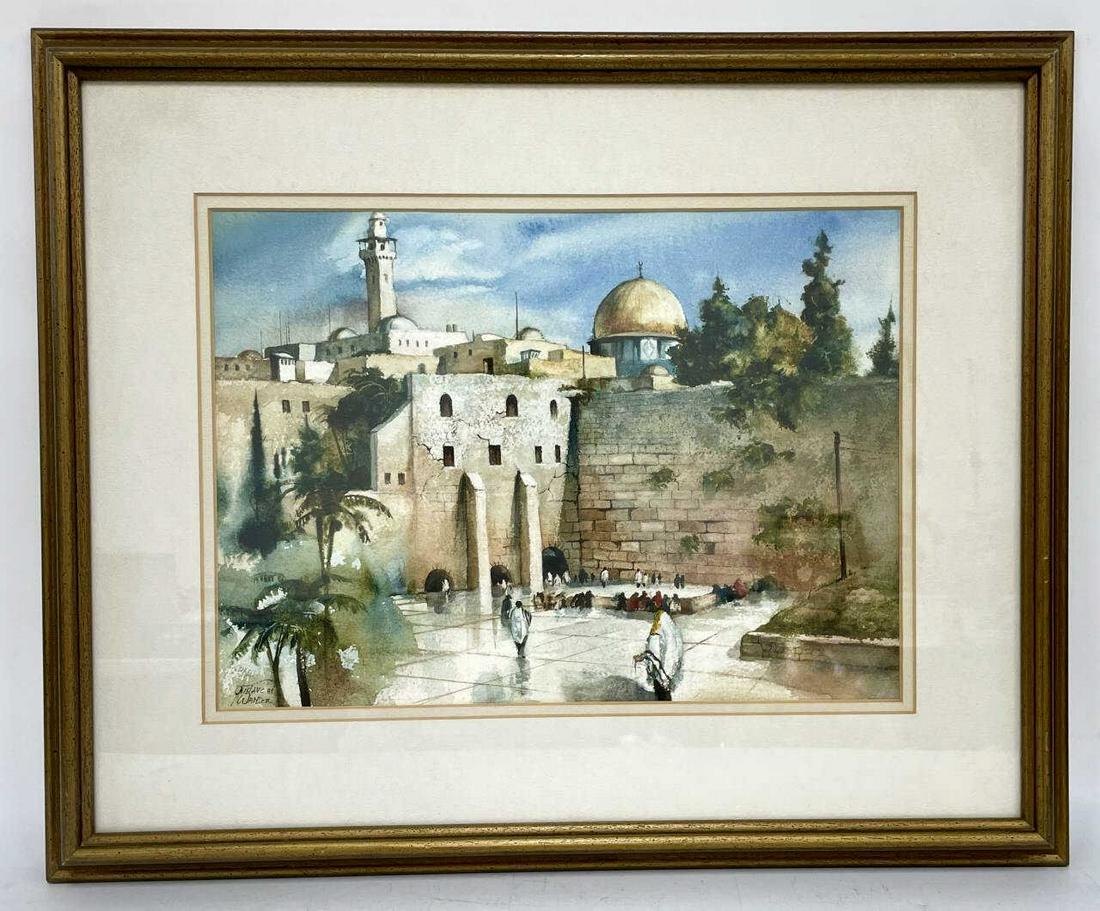 Judaica Painting, Watercolor on Paper. Signed (1 of 3)