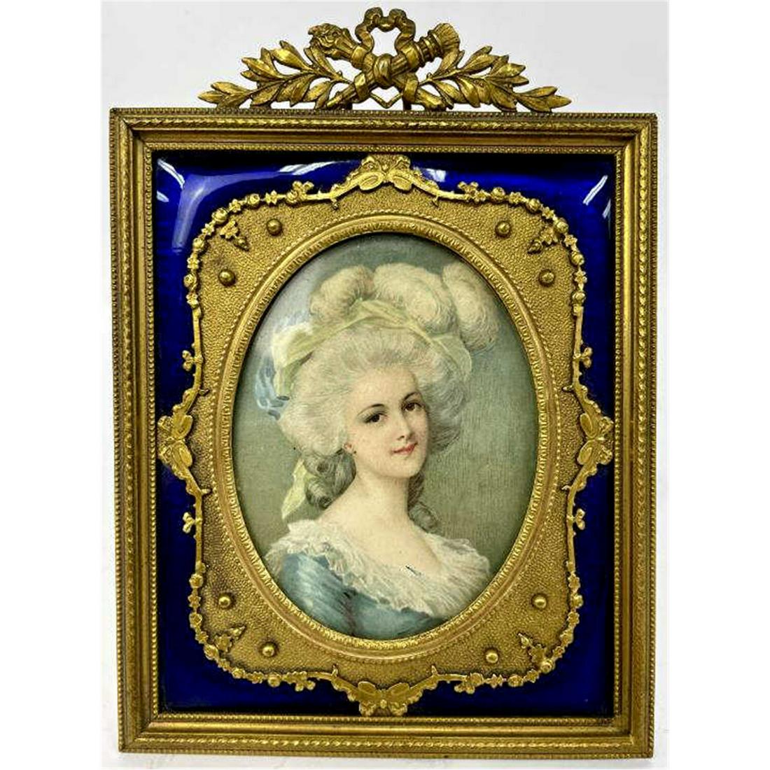Antique Enameled Bronze Easel-Back Picture Frame (1 of 3)
