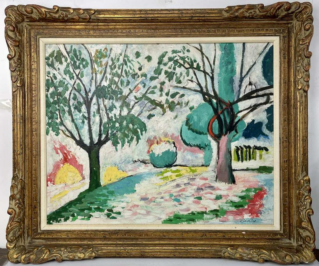 Large Old Painting Oil on Board. Signed Riddick (1 of 3)