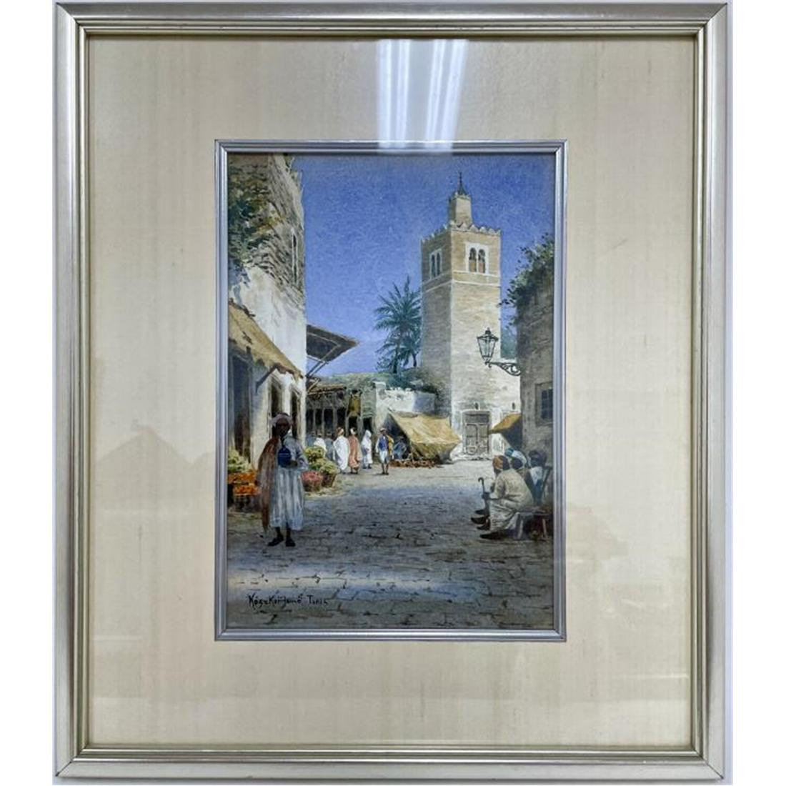 Orientalist Watercolor Painting by Jeno Koszkol (1 of 3)