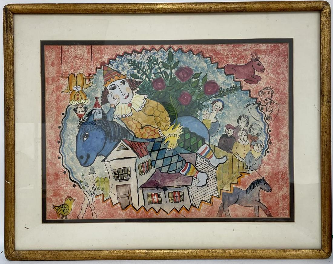 Signed Painting Water-Color on Paper, Marc Chagall (1 of 3)