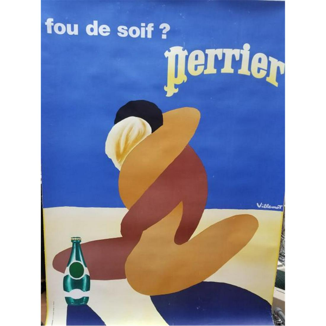 Large Vintage Perrier Poster, "Fou de Soif?" (1 of 8)