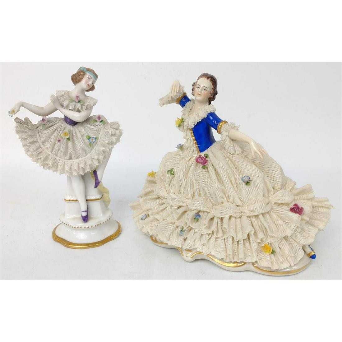 2 Dresden Volkstedt Lace Porcelain Figures (1 of 9)