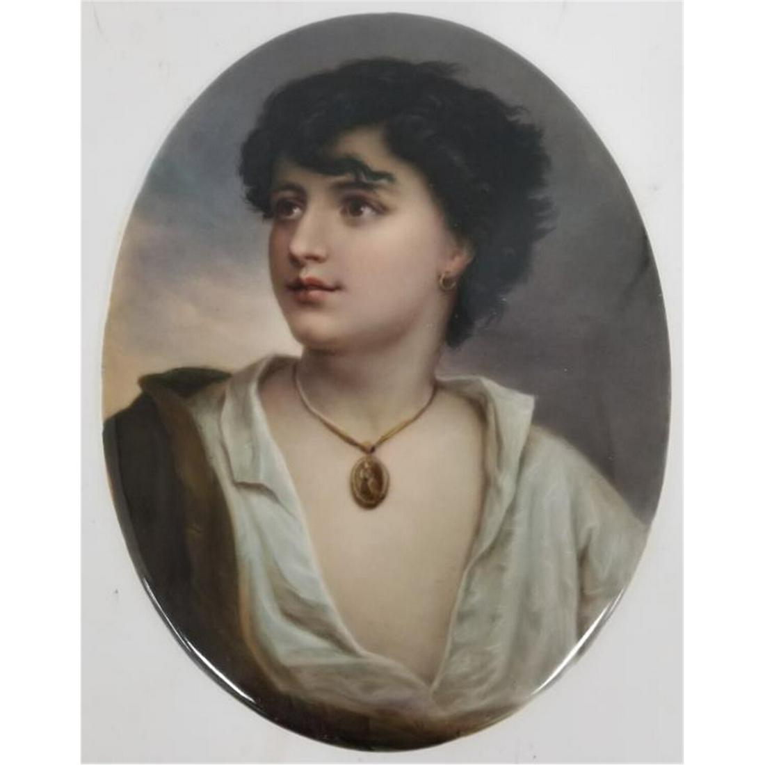 Antique German KPM Style Porcelain Oval Plaque (1 of 3)