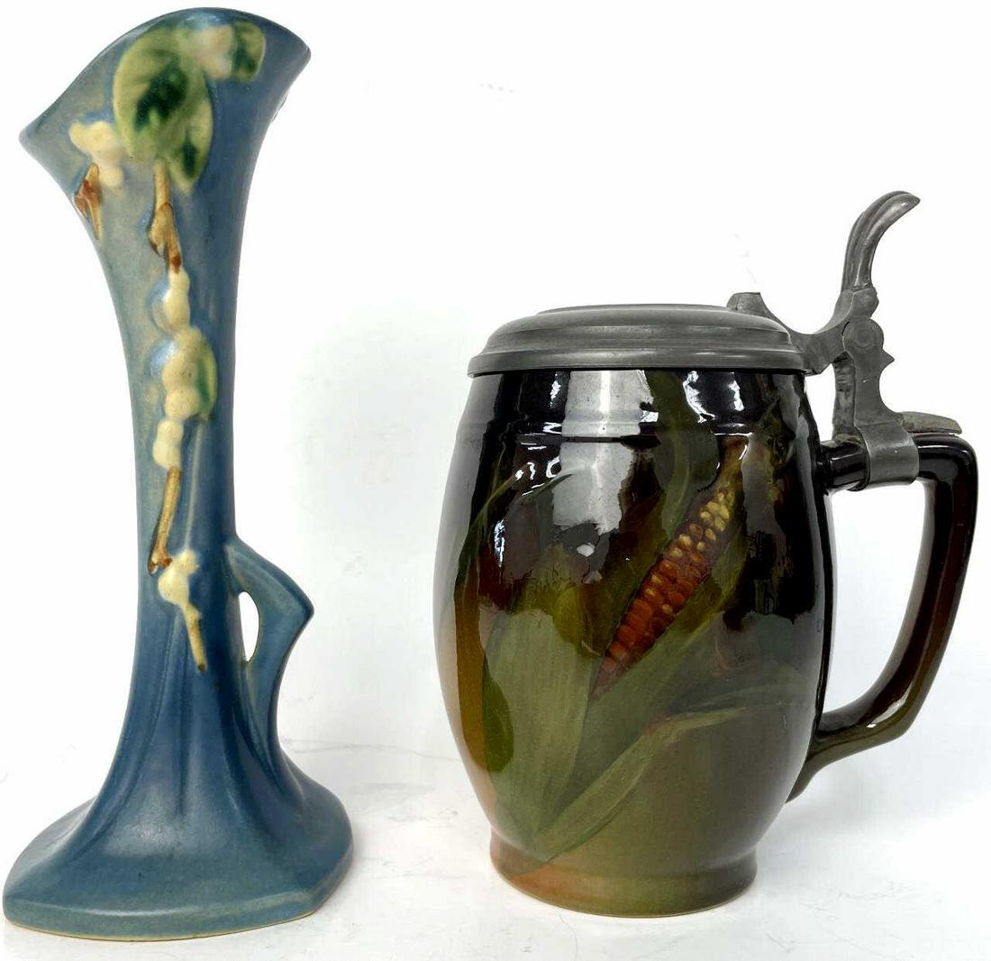 Early Rookwood Pottery Lidded Stein & Vase (1 of 5)