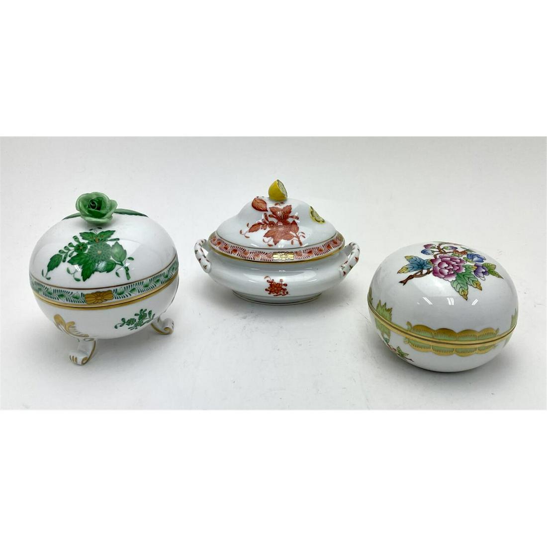 3 Vintage Herend Hungary Porcelain Covered Boxes (1 of 3)