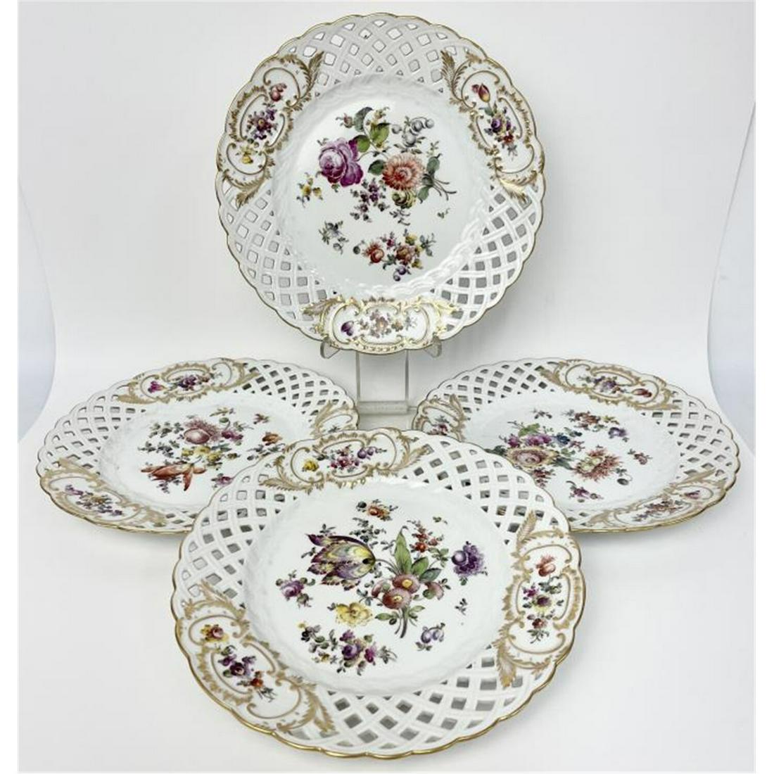 4 Antique Augustus Rex- Dresden Reticulated Plates (1 of 3)