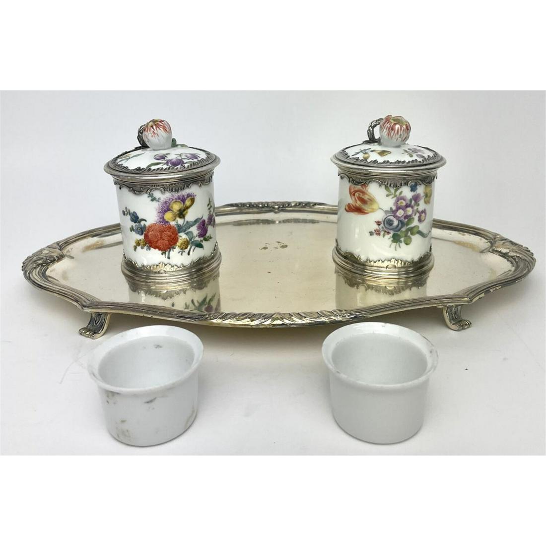 Rare Meissen German Porcelain Double Inkwell (1 of 5)