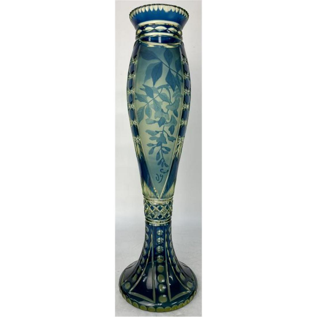 Val St. Lambert Cameo and Cut Glass Tall Vase (1 of 2)