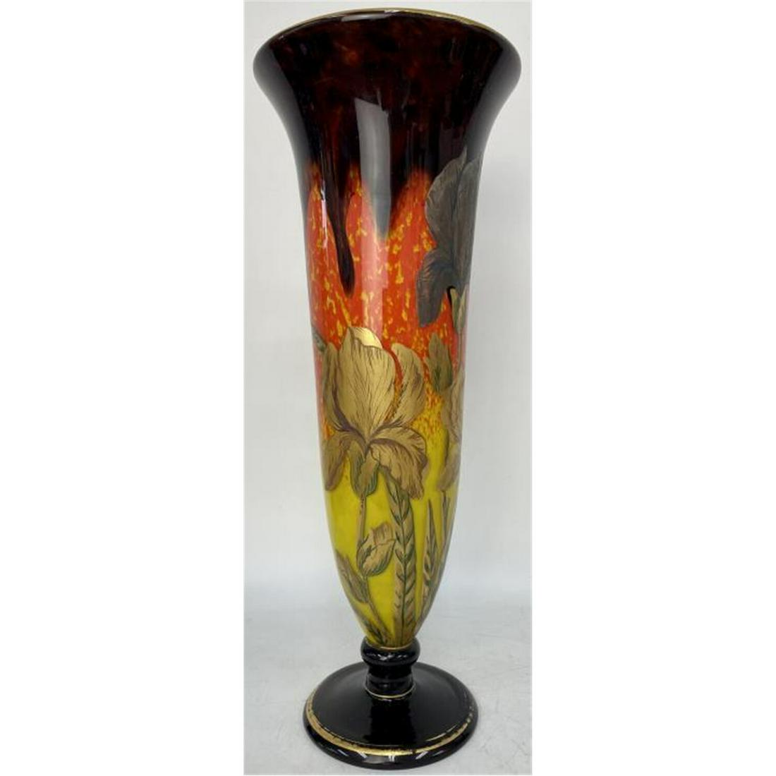 Schneider  Art Deco French Glass Enameled Vase (1 of 4)