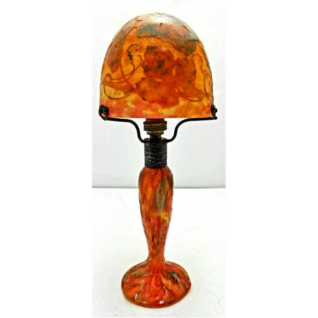 Daum Nancy Cameo Glass Lamp with Flowers and Leave (1 of 7)