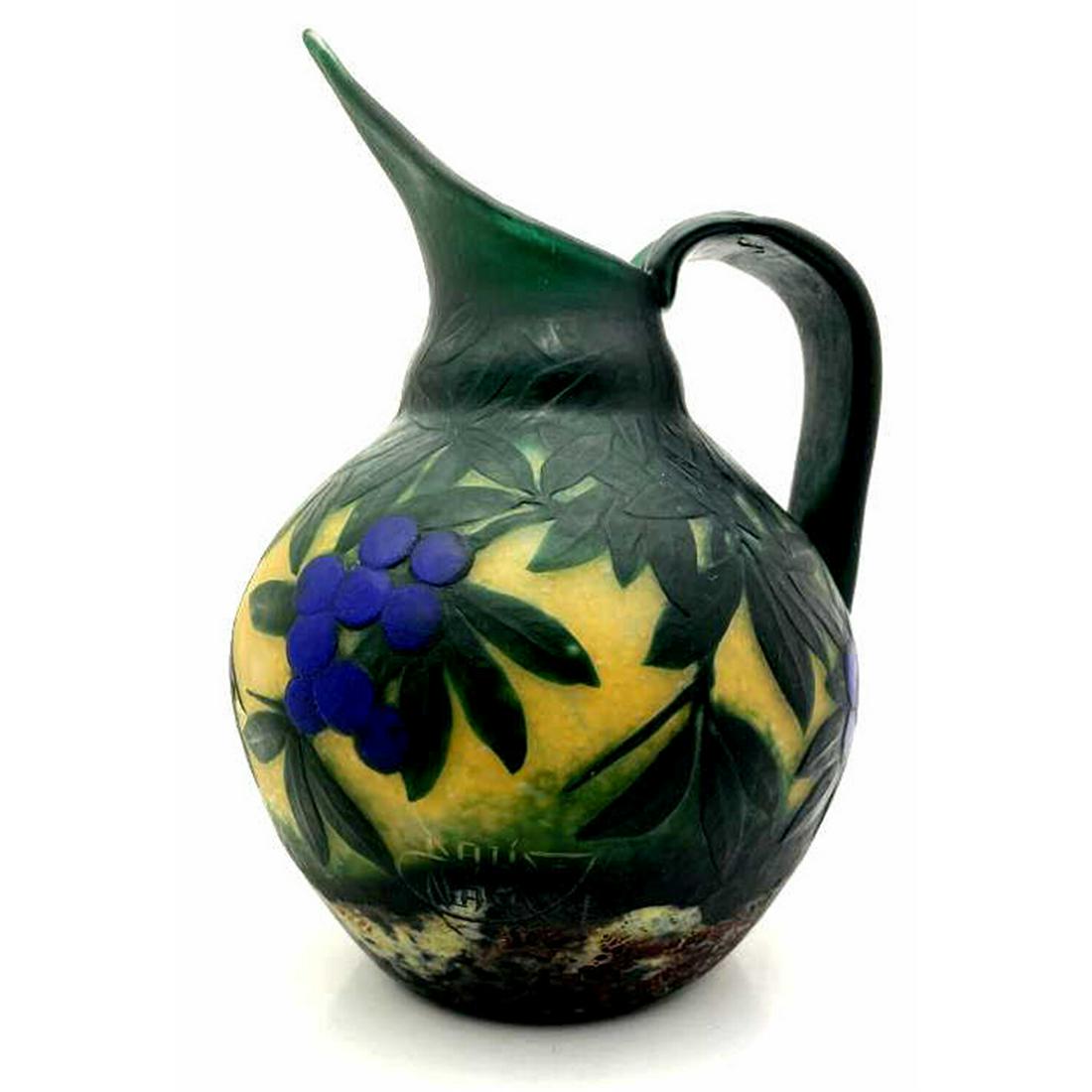 Rare Large Daum Nancy Cameo Glass Pitcher (1 of 8)