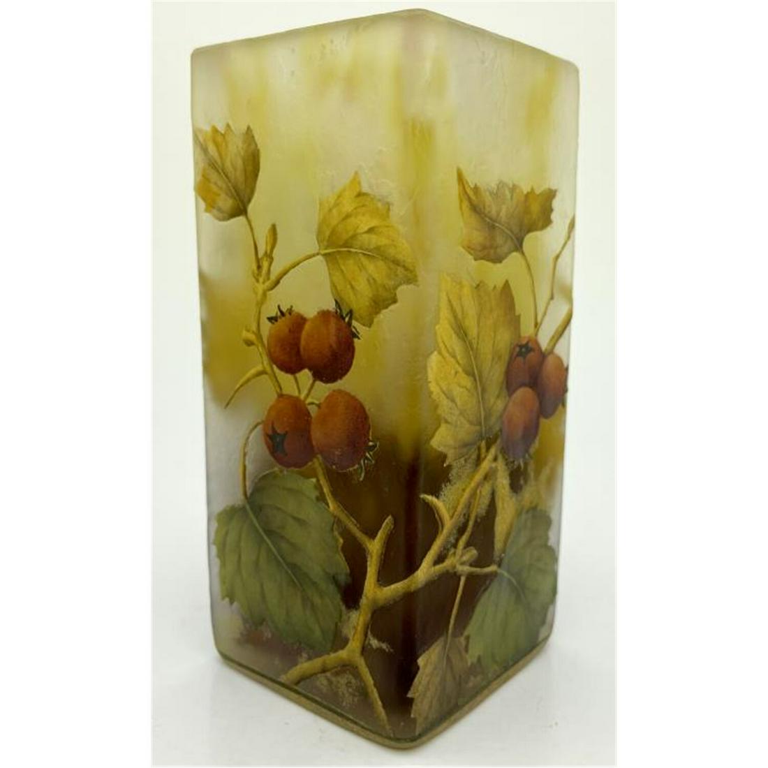 Daum Nancy Cameo Glass Vase with Enameled Berries (1 of 3)