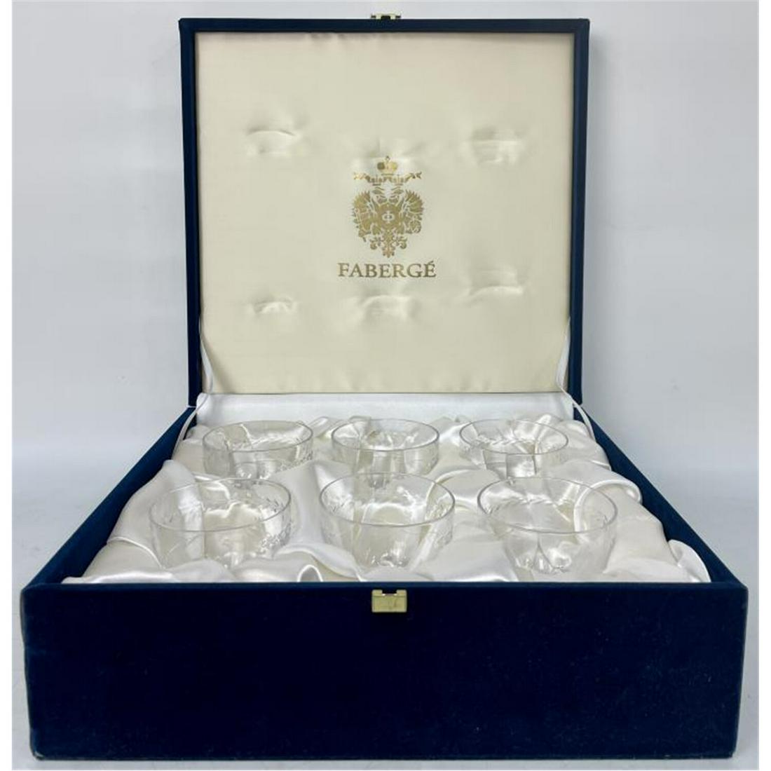 Signed Vintage Faberge Russian Cut Glass Cups (1 of 5)