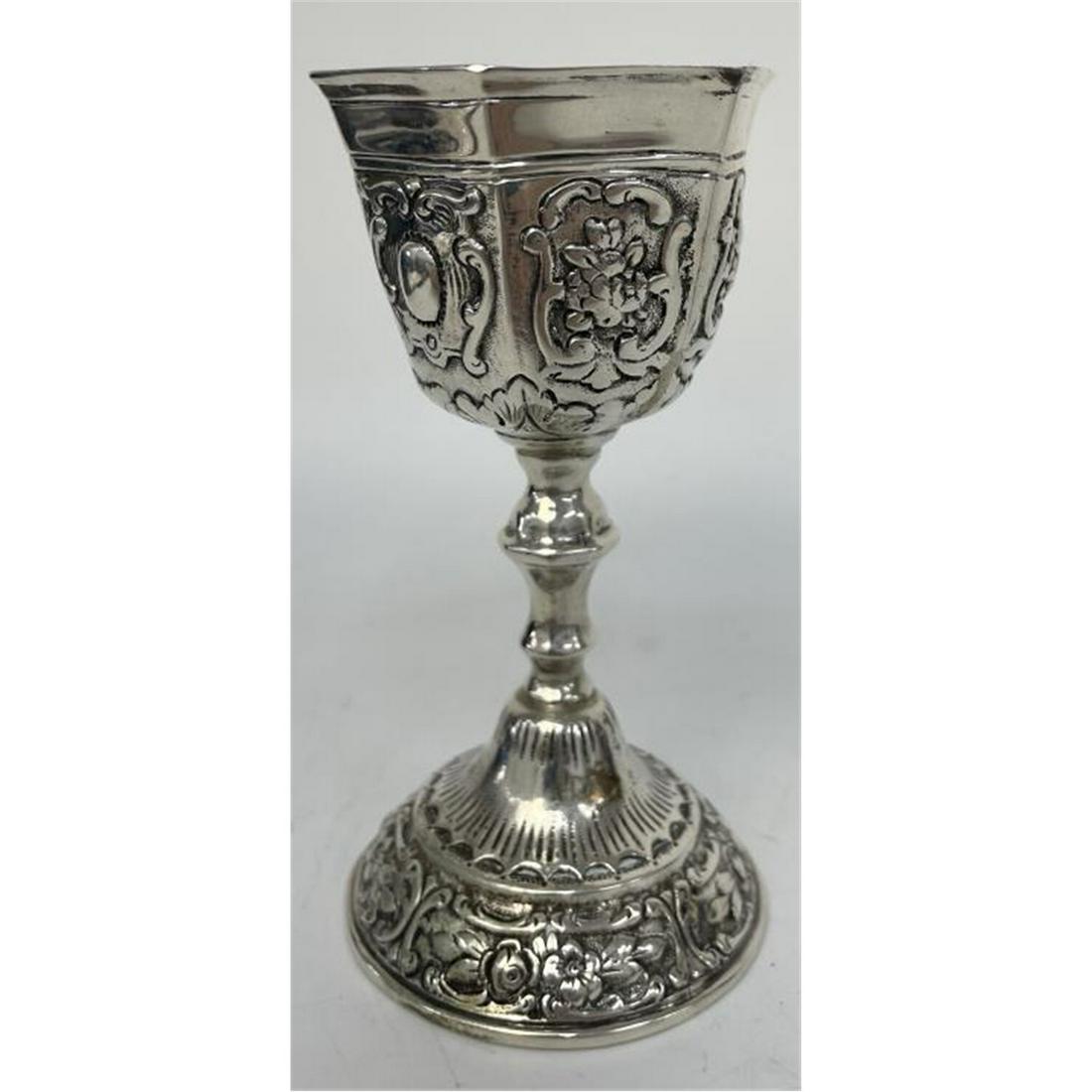 Judaica Heavy Continental Silver Kiddush Cup (1 of 3)