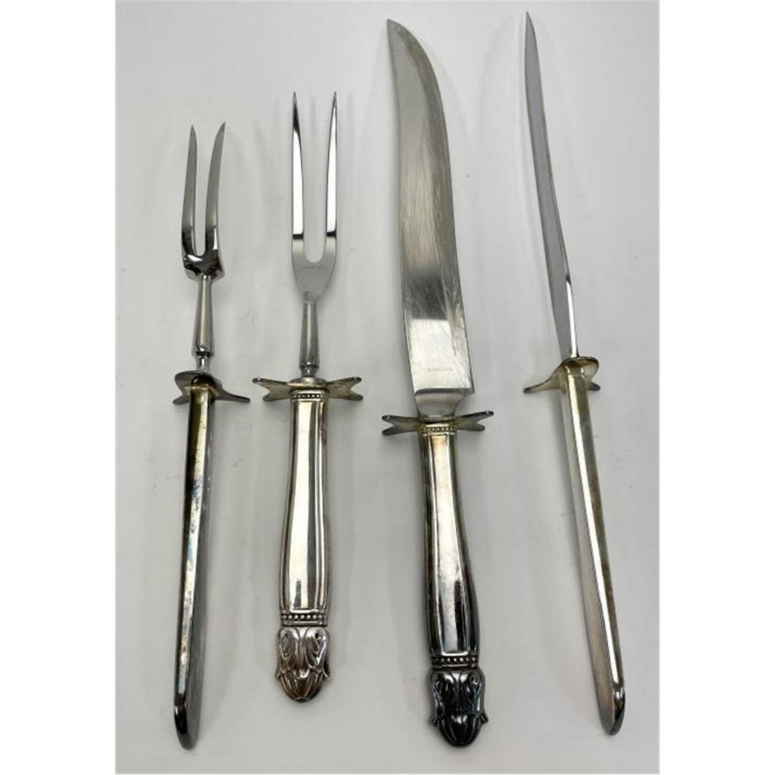 4 Large Sterling Silver Handled Knife and Fork (1 of 2)
