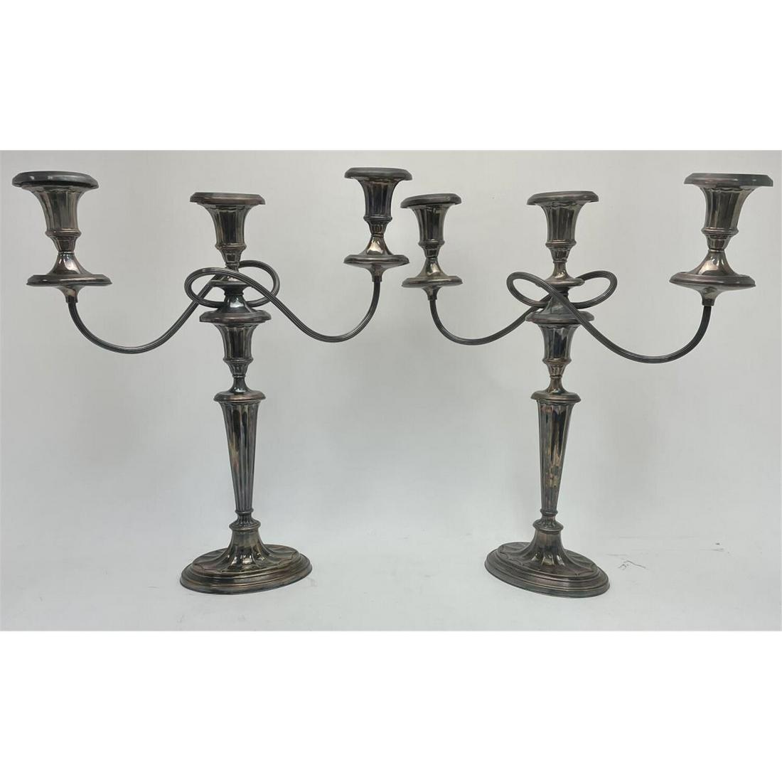 Pair of Three Light Weighted Silver Candelabras (1 of 2)