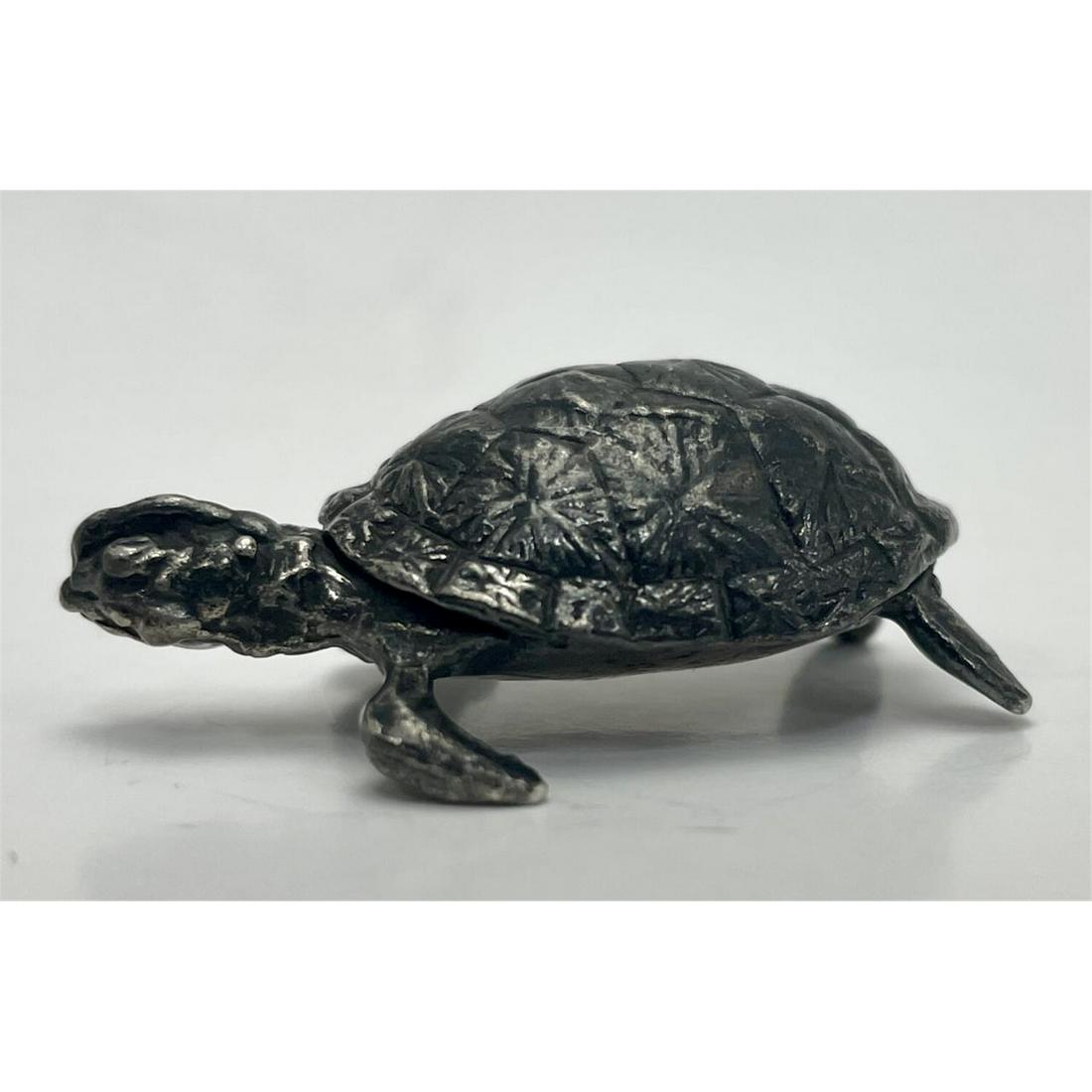 Antique Solid Sterling Silver Miniature Turtle (1 of 2)