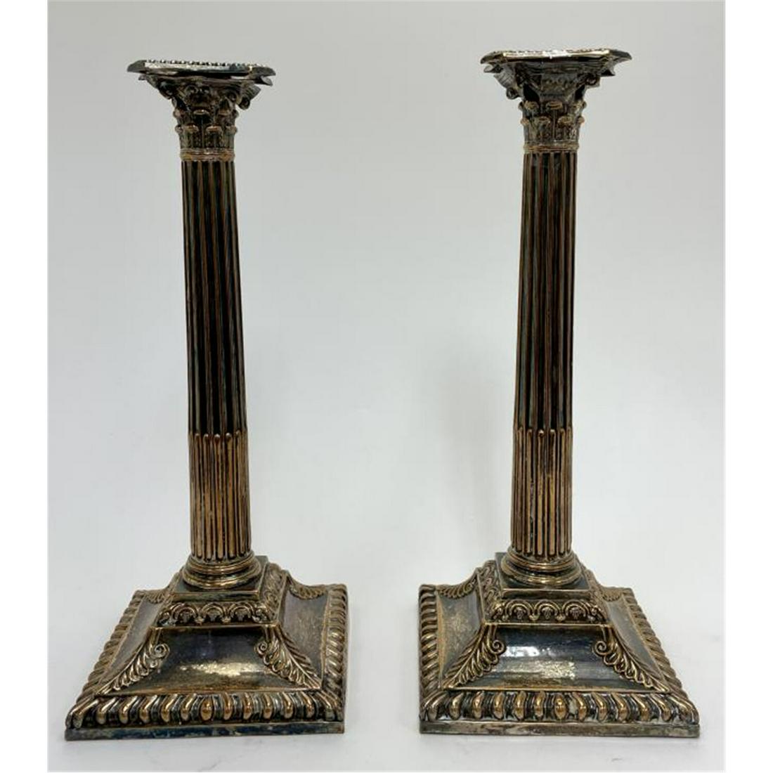 Pair of Antique Silver Plate Candlesticks (1 of 2)