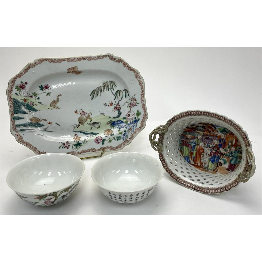 4 Pcs Antique Chinese Hand Painted Porcelain Items (1 of 6)