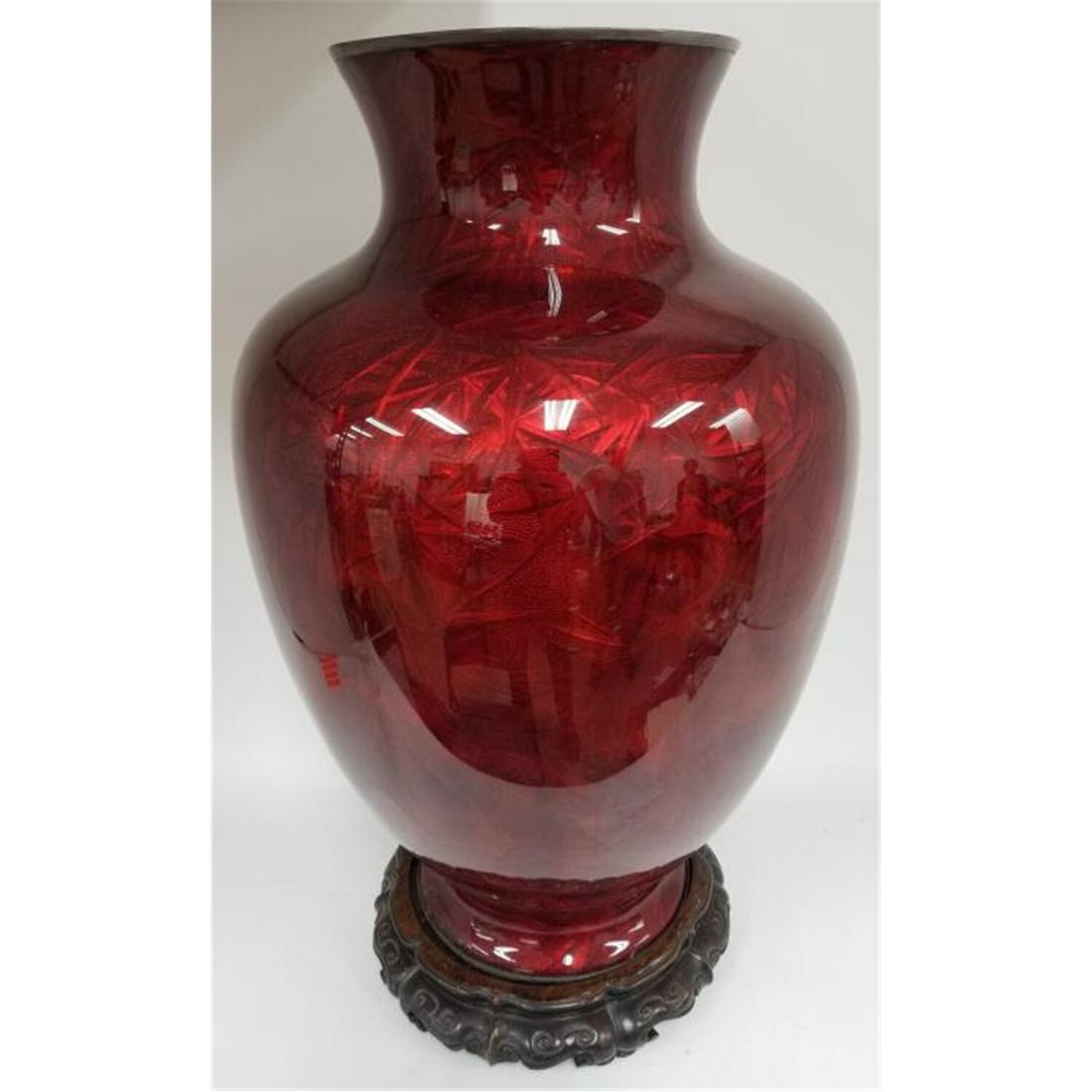 Monumental Old Japanese Ginbari Enamel Vase, Ando (1 of 6)