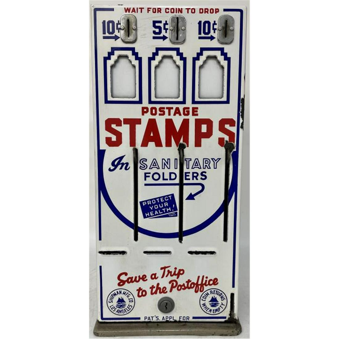 Old Postage Stamp Machine with Enameled Front (1 of 4)