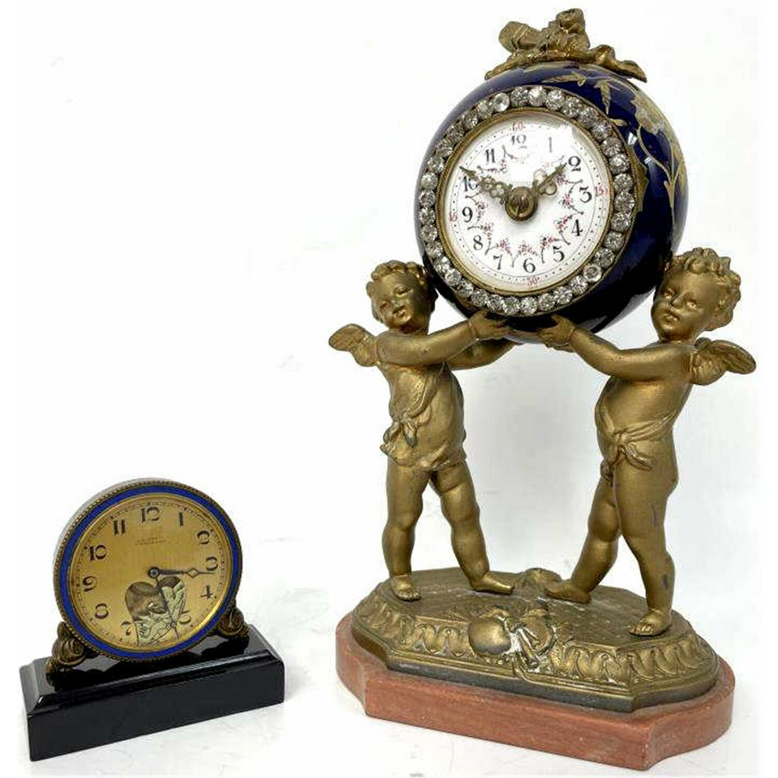 2 Antique Metal Table Clocks. Probably French (1 of 6)